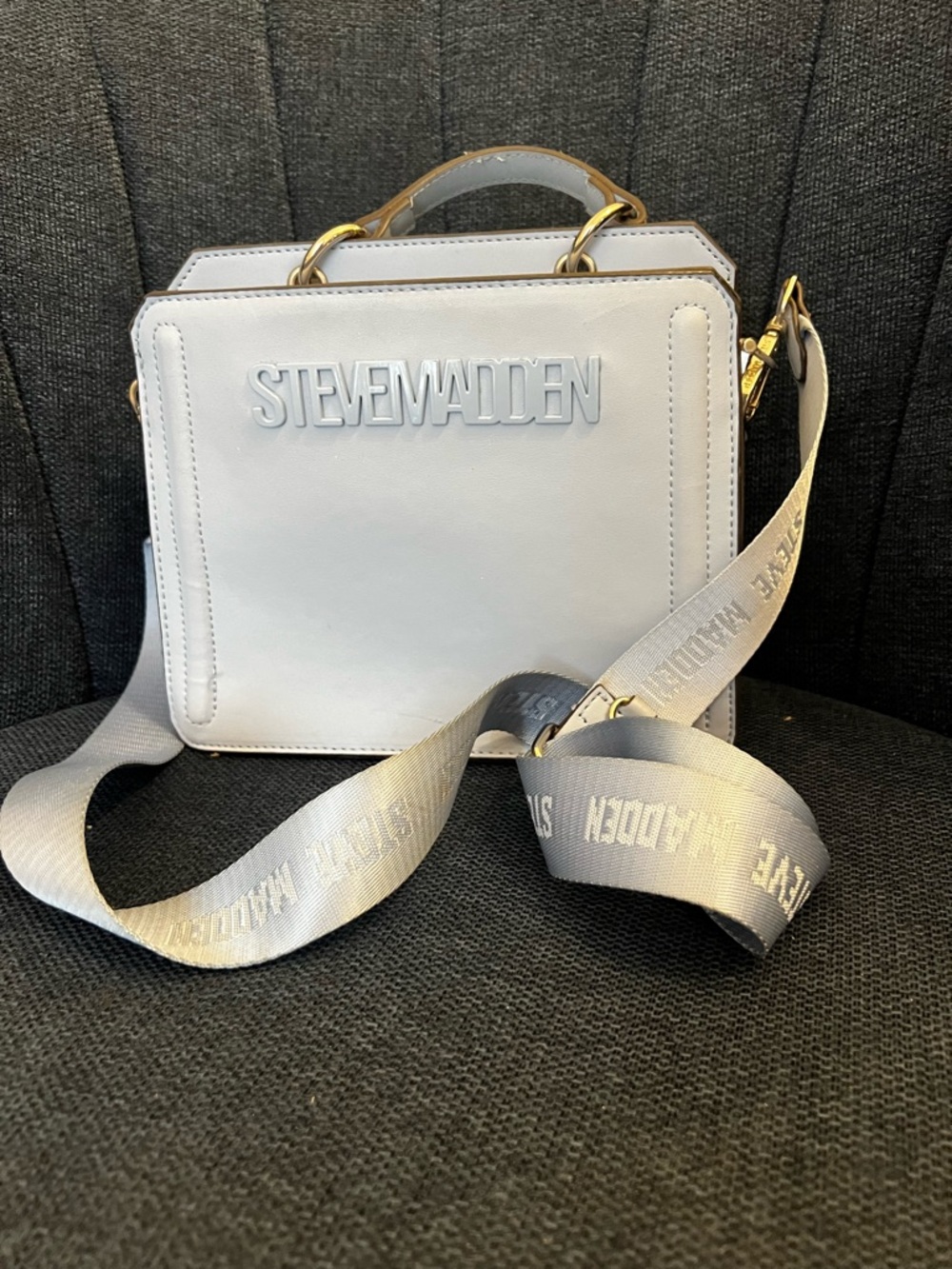 Steve Madden Structured Top Handle Crossbody Bag – Light Blue Gray